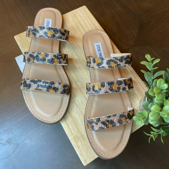 Sassy Steve Madden Leopard Rhinestone Sandals - Picture 9 of 12